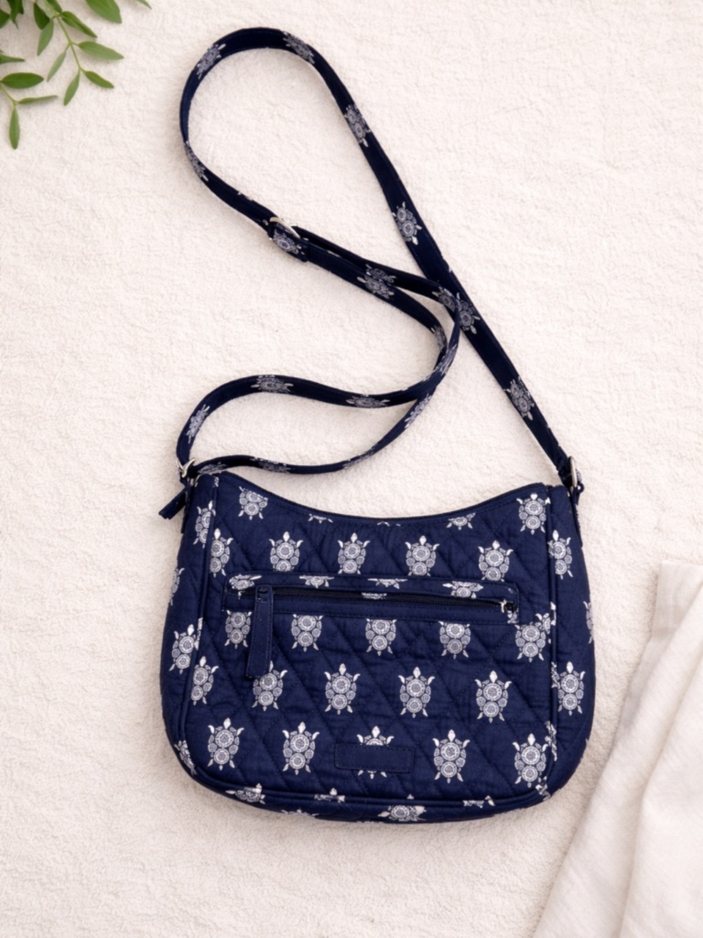 Vera Bradley Navy Crossbody with White Floral Motif
